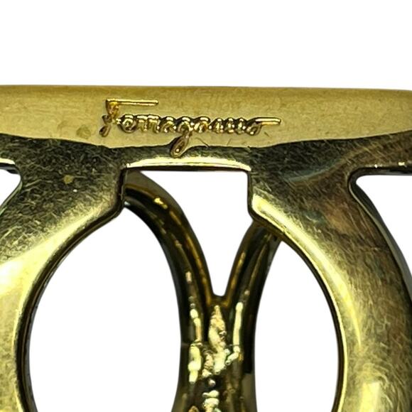 Salvatore Ferragamo Gold Tone Gancini scarf ring Made in Italy - Picture 4 of 8